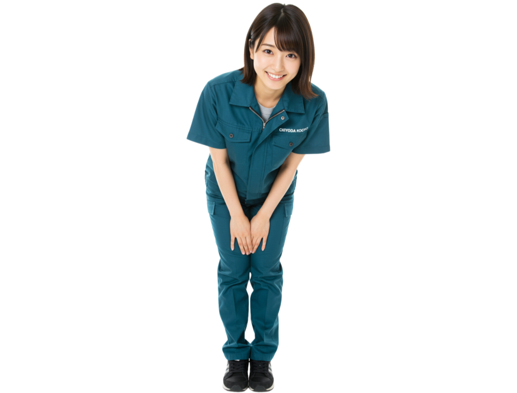 千代田工業株式会社の製品案内のアンバサダー的な社員の1人のPR画像です。