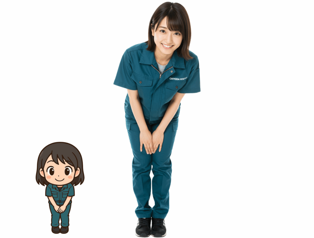千代田工業株式会社の製品案内のアンバサダー的な社員の1人のPR画像です。