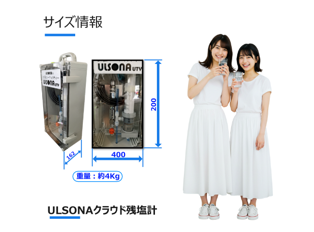ULSONAクラウド残塩計のサイズ情報の画像です。