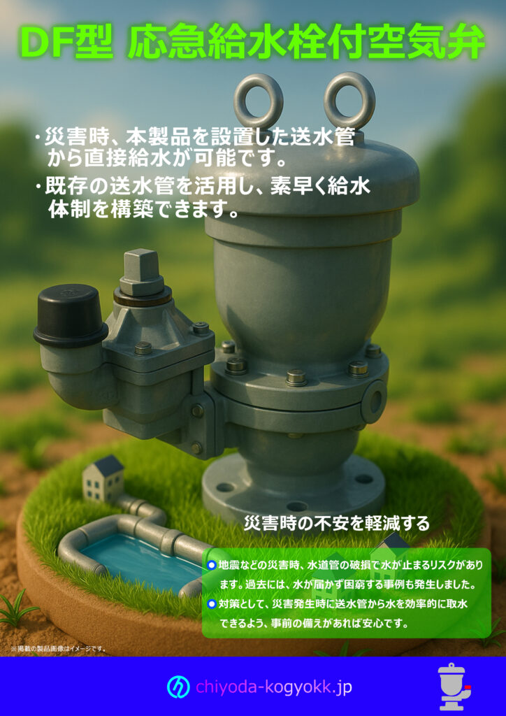 DF型 給水栓付急速空気弁 Φ50~Φ200DのA4カタログの表面です。