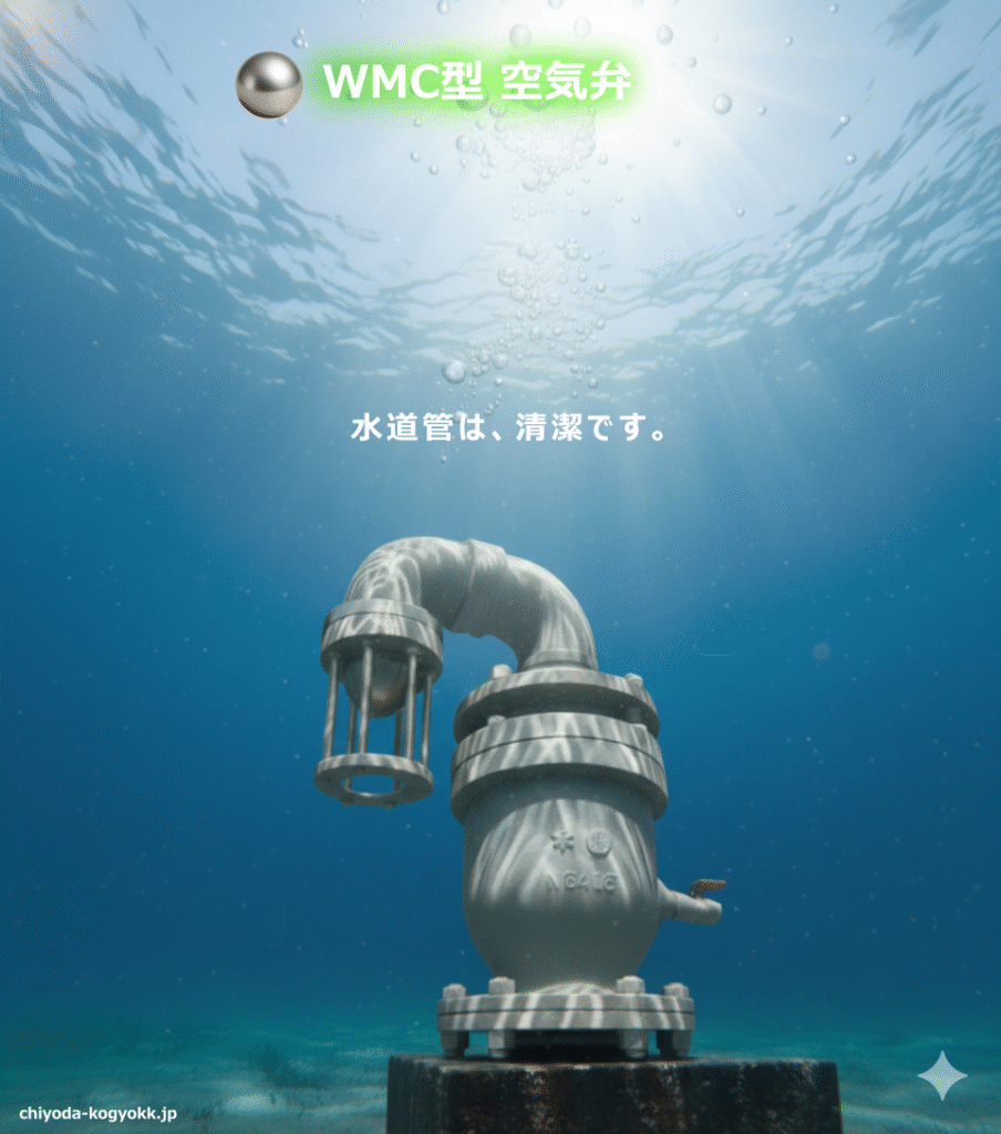 WMC型汚水流入防止機能付空気弁Φ25～Φ200のPR画像です。
