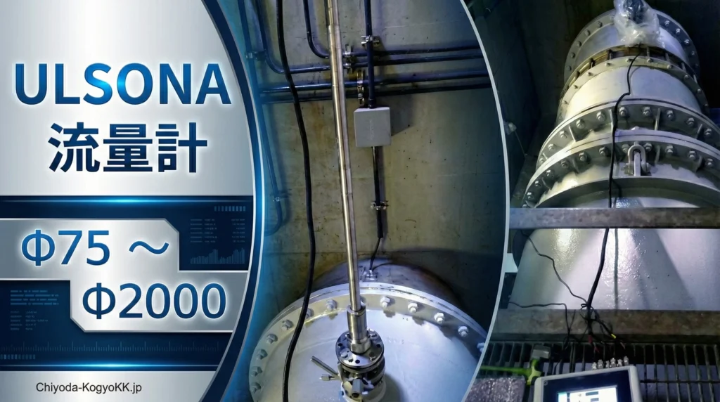 こちらは、不断水で設置可能な挿入式超音波流量計「ULSONA（ウルソナ）DT-3」の計測現場のPR画像です。