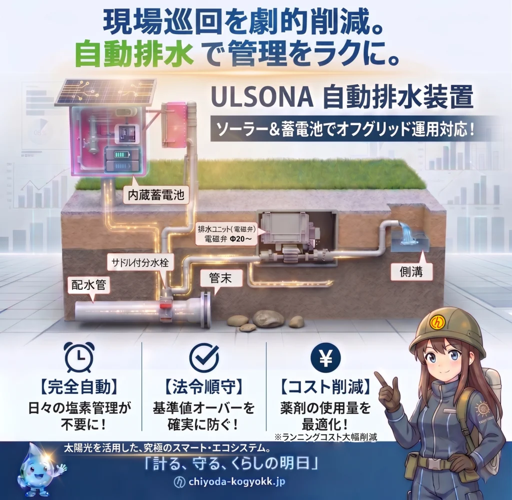 千代田工業「ULSONA自動排水装置」のオフグリッド排水の仕組みと3つのメリット